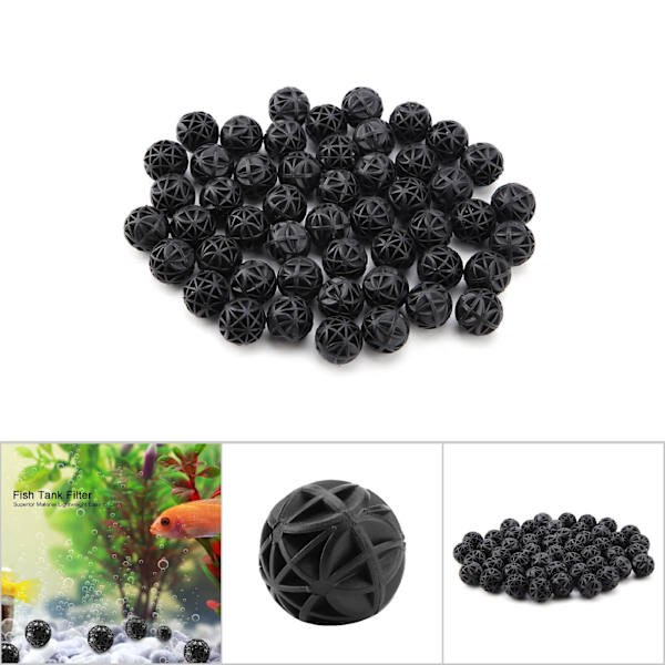 50 stk. Bio Porøs Filter Biokemisk Bold med Bomuld Akvarium Dam Filter Materiale 16mm