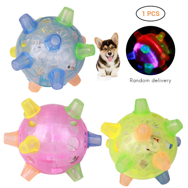 LED-hoppboll för husdjur, leksak med musik och studsande dansboll för hundar och katter