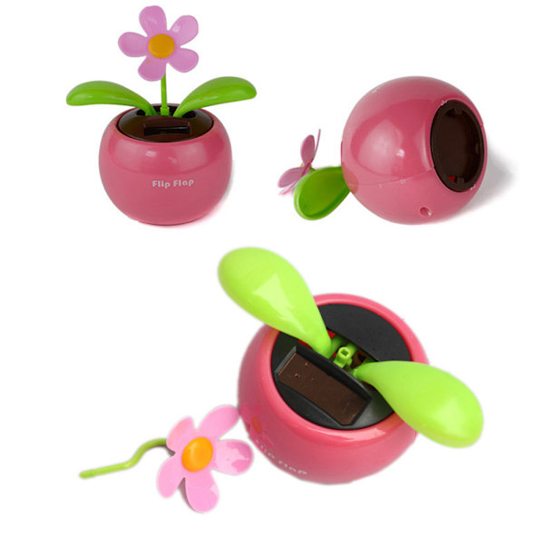 4 st slumpmässiga färger solcells drivna dansande blommor plast solcells dansande blommor skakande huvud bil kontor skrivbordsdekoration (12*7cm)