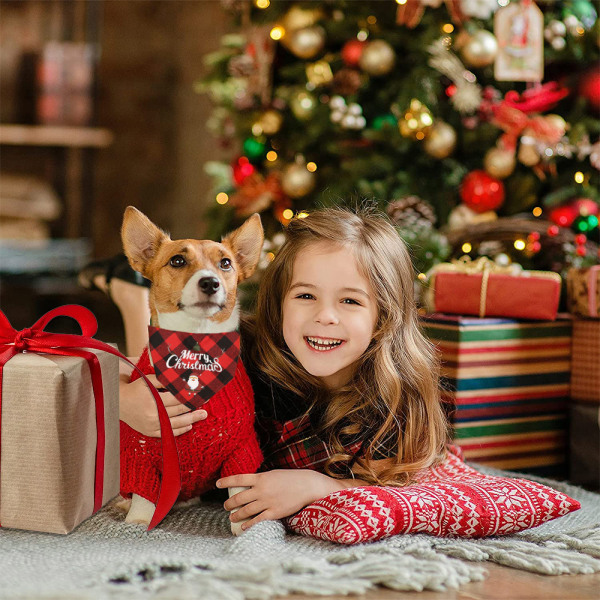 Julehåndkle for kjæledyr Hund rutete håndkle katteskjerf Jul ho