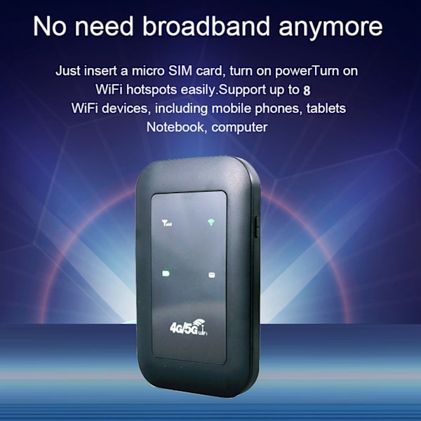 4G WiFi-router med Micro SIM-kortslot, 150 Mbps, 8 brugere, 2100 mAh mobil WiFi-hotspot til bærbar computer, telefon og computer