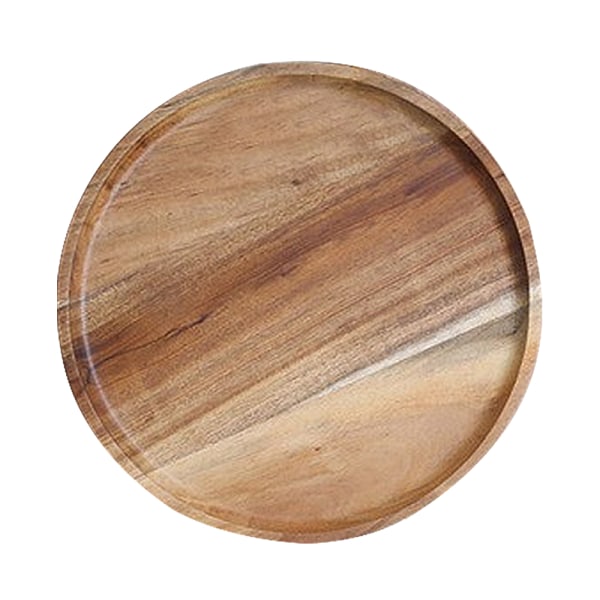 2 Pack Acacia Wood Dinner Plates, Round Wood Plates, Easy Clea