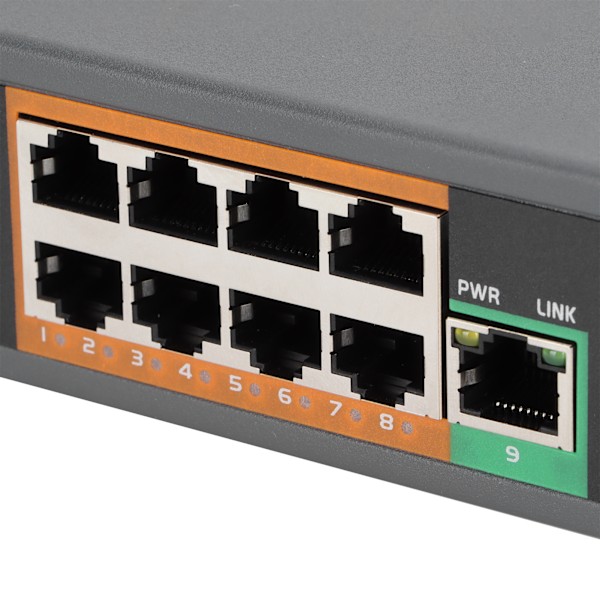POE Switch 9 Portar 100V till 240V Gigabit Ethernet Adapter för IP-kameror CCTV Säkerhetssystem Trådlösa APUS Plug