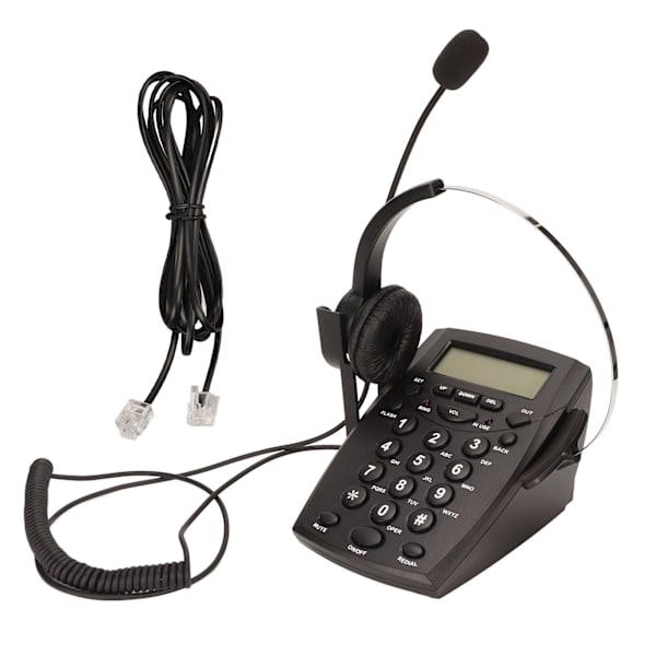 Sladdad headset-telefon med brusreducering FSK DTMF Caller ID knappsats fast telefon med hörlurar för callcenter kontor