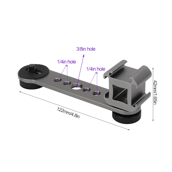 Trippel kallskoförlängningsfäste i aluminiumlegering, mikrofonstativfästeadapter för stativ, monopod, stabilisator, mörkgrå