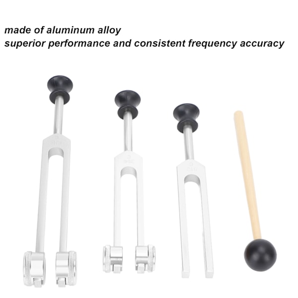 Stämgaffelset i aluminiumlegering 128 256 512Hz Bärbart stämgaffel-läkningsinstrument för hemmet Kliniskt silver