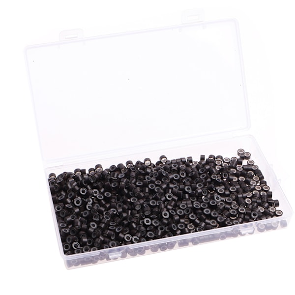 1000st 5.0mm Silikonfodrade Mikroringar, Mikro Nano Pärlor, Silikon Mikroringar Fodrade, Mikro Länkar Hårpärlor, Mikro Länkar Silikonpärlor, Silikon