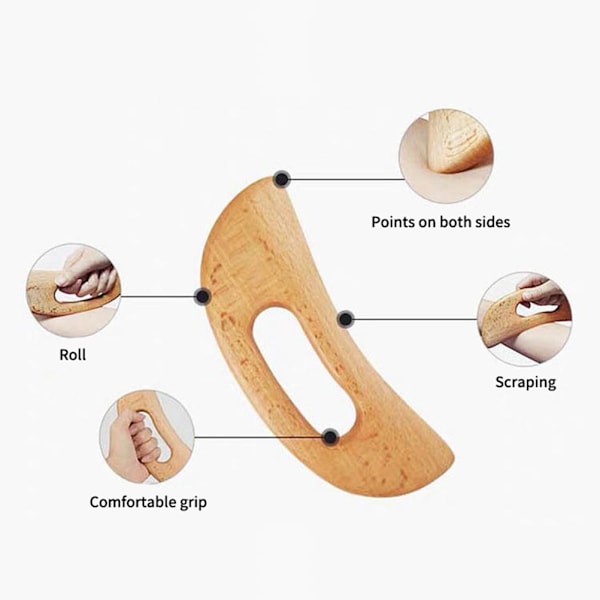 Puinen Gua Sha -raaputus- ja hierontatyökalu Gua Sha -levy Akupunktiopistehieroja selälle ja jaloille