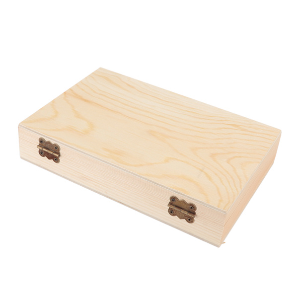 Træ Cigar Humidor Rektangulær Fyrretræ Rustik Stor Kapacitet DIY Cigar Opbevaringsboks med Låg til Te Kalligrafi Cigarer