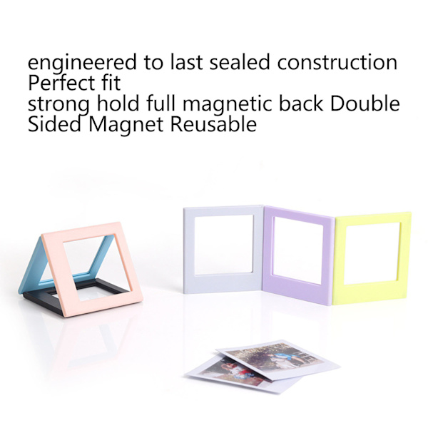 Magnetisk fickram Dubbelsidig magnetfotoram Magnetiska kylskåpsramar för Fujifilm Instax Square Rosa