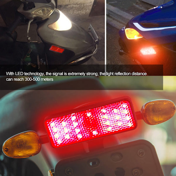 Par med universelle motorsykkel LED-reflektorer kjørelykter bakre bremselys