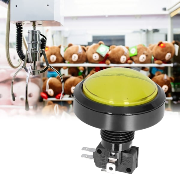 60mm Stor Konvex Knapp 2-Fots Knapp med LED-Ljus för Kranmaskin Spelkonsol Gul