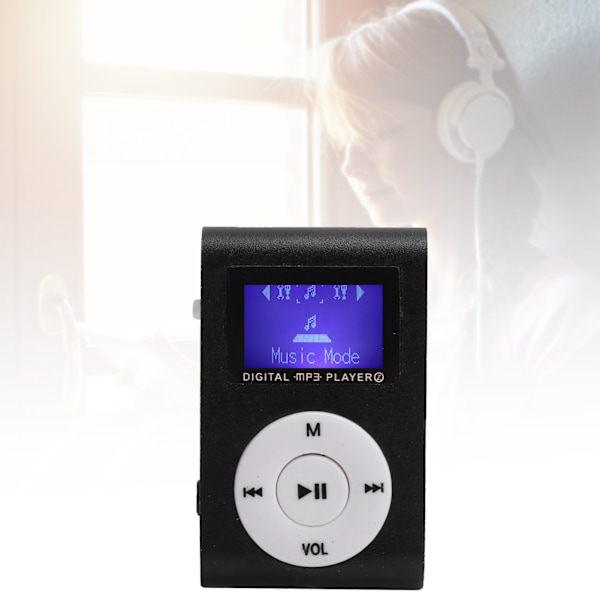 Portable Mini MP3 Music Player Sports BackClip LCD Screen MP3 Support Memory Card(Black )