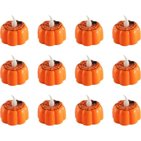 Flickering Pumpkin Tea Lights 12 Pack Flickering LED Pumpkin L