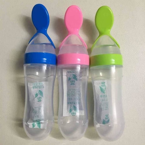 Innovativ Baby Matningssked Kombinerar Sked Och Flaska Funktionalitet, BPA-Fri Enkel Matningsdesign För Övergång av Bebis Till Fast Föda, Inkluderar