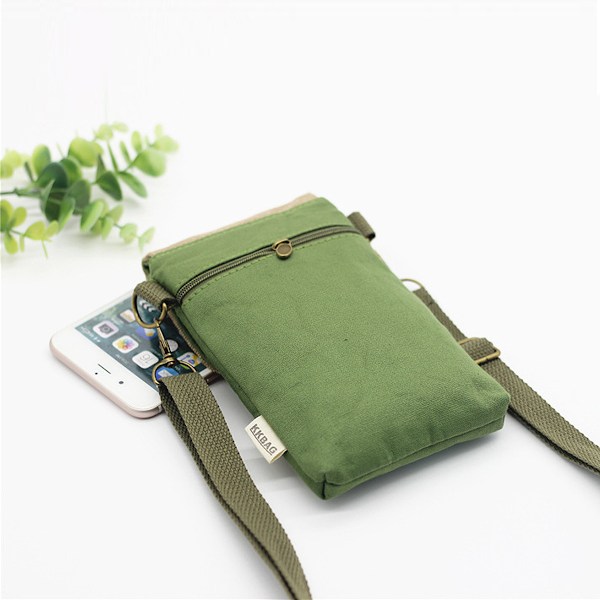 Lærred Lille Flip Crossbody Taske Mobiltelefon Pung til Kvinder Wristlet Tegnebog Taske Møntpung
