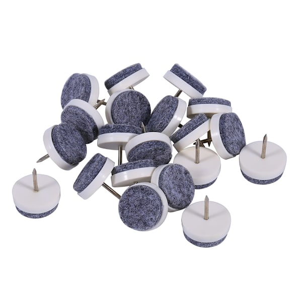 20 st/set 20 mm möbelgolvskydd i filt med spik (vit)