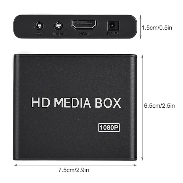 110-240V Full HD Mini Box Media Player 1080P Media Player Box Støtte USB MMC RMVB MP3 AVI MKV EU-plugg