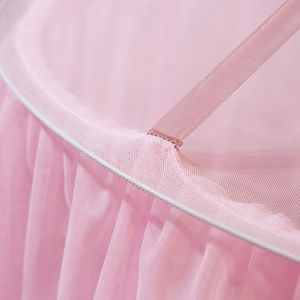Pustemiddelbar rund baldakin blonder prinsesse stil myggnett seng gardin nett (rosa)