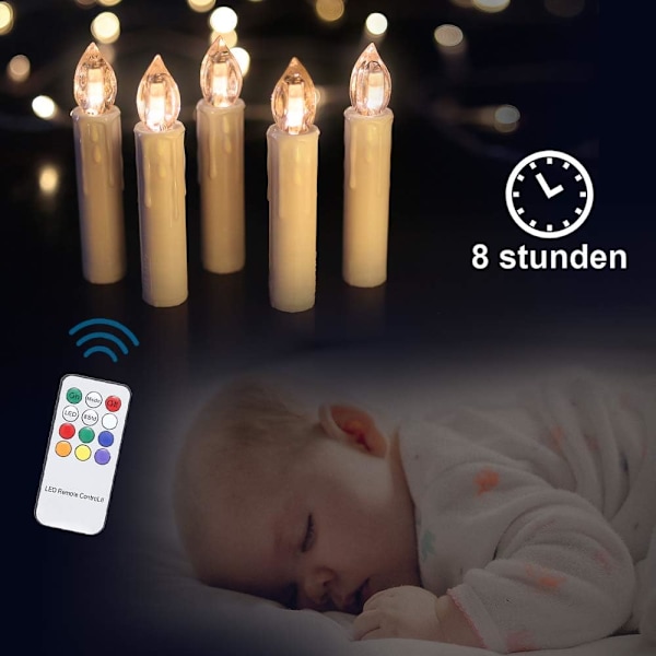 Charmiga flimrande trädljus, LED fönsterljus utan låga för juldekoration, vattentät design, säker batteridrift, realistiska
