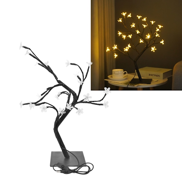Batteridriven Timer LED-belyst Dekorativt Träd För Körsbärsblom Bonsai Träd, Justerbara Grenar Heminredning Bordslampa, Romantiskt Ljus För Kontor