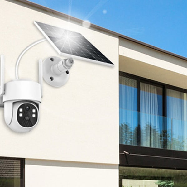 Live Video Streaming, Solardriven säkerhetskamera för utomhusbruk, Rörelsedetektering med hörbart alarm & Push-meddelande