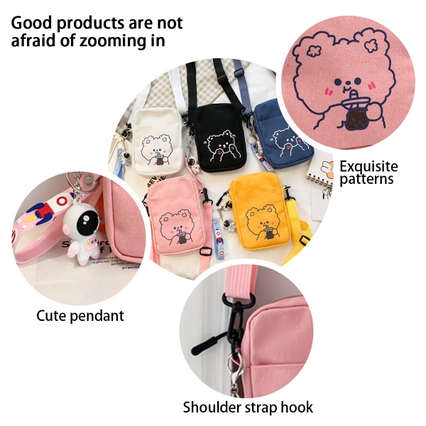 Liten crossbody-väska söt resemobiltelefonväska Kawaii crossbody-väska handväskor för kvinnor