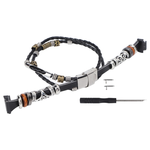 Lærperle armbånd håndleddsstropp Retro flettet armbåndserstatning for Fitbit Inspire