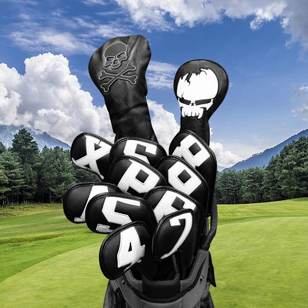 Golfklubbskydd, Stora Färgglada Nummer Golf Järnskydd Med Tjock Skumfyllning, Vattentäta Golfhuvudskydd i Syntetiskt Läder För Män Kvinnor