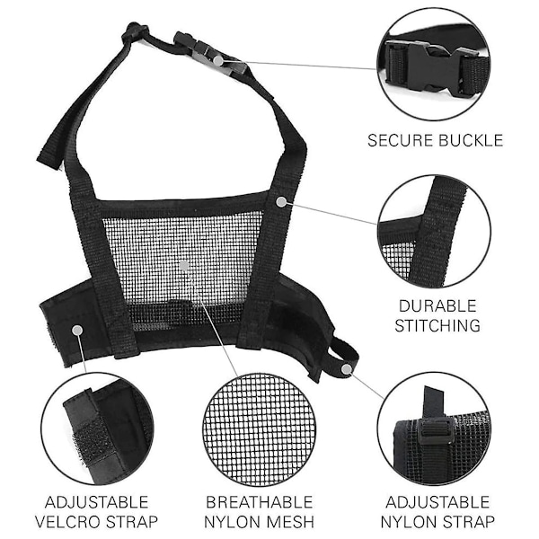 Hundmunkorg av polyesterfiber för stora hundar, luftig nätkonstruktion som andas, anti-bitande anti-slickande munkorg, ultraventilerad design snabb passform för säkra promenader