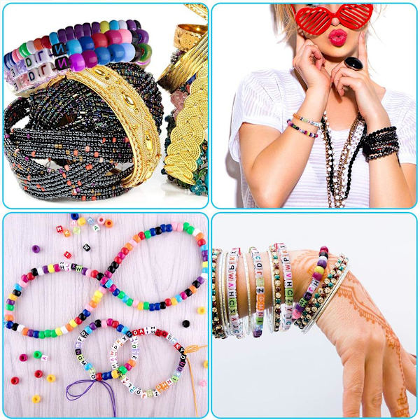 ABC Pärlarmband Pony Pärlor Kits Färgglatt Stretch Armband Lätt Vackert Barn DIY Pärlor