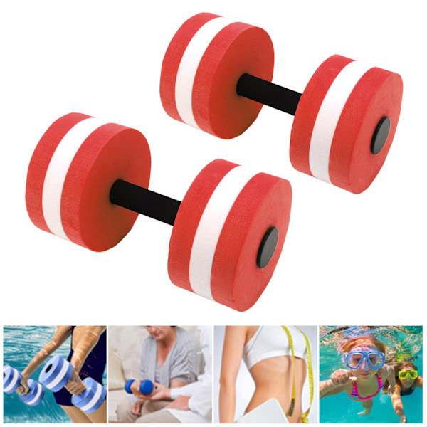 2 PCS EVA Water Floating Dumbbell Yoga Exercise Water Foam Dumbbell Fitness Tool for Men Women Kids Red