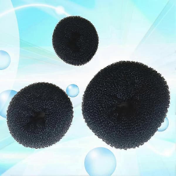 GETIT 3 stk. Hår Donut Knold Maker Svamp Hår Styling Værktøj Frisør Tilbehør (Sort)