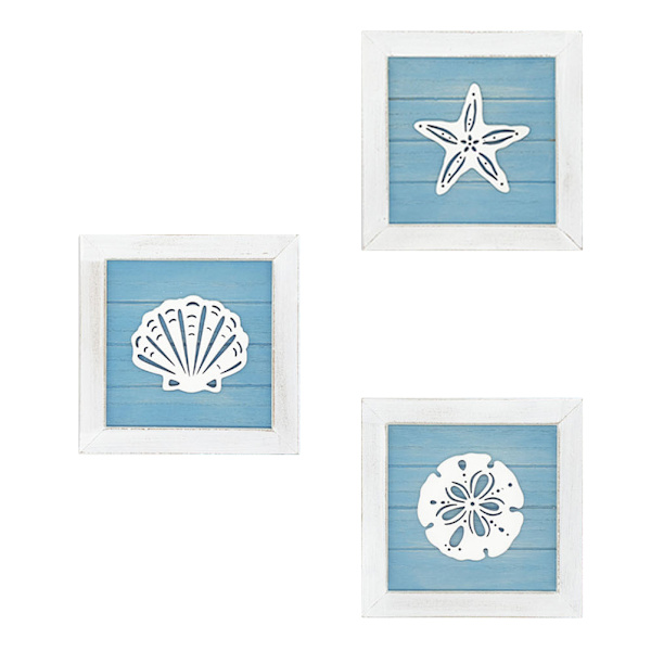 Ocean Tema Strandvæg Dekoration 3D Vægkunst med Søstjerne Havskaller Sand Dollar Vintage Strand Hjem Badeværelse Dekoration