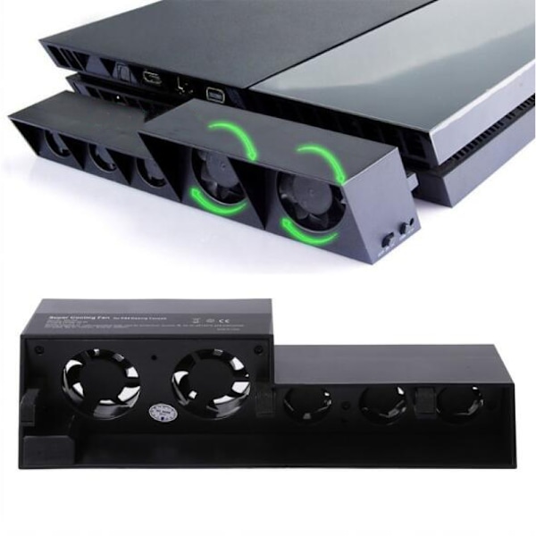 Kylsystem för Playstation 4, med turbokylfläktar och automatisk temperatursensor, perfekt för att bibehålla låga ljudnivåer och förlänga livslängden