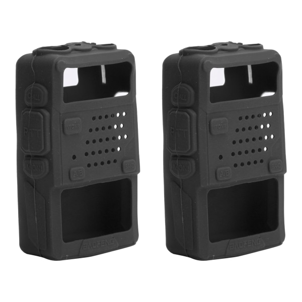 2 stk. Mini Walkie Talkie Silikone Beskyttende Blød Cover TwoWay Radio Beskytter til Baofeng UV5R (Sort)