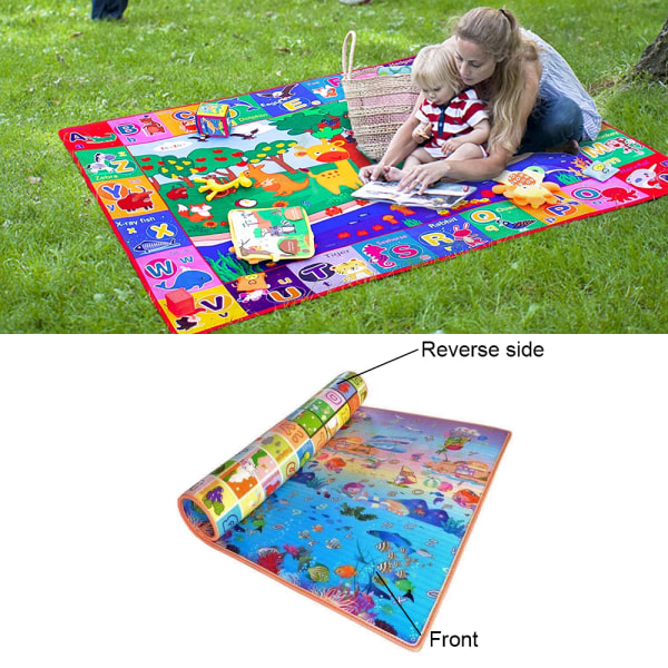 Baby Play Matte, Playmatte Baby Krypende Matte for Gulv Baby Matte Stor, Plysj Overflate Foldbar Sklisikker