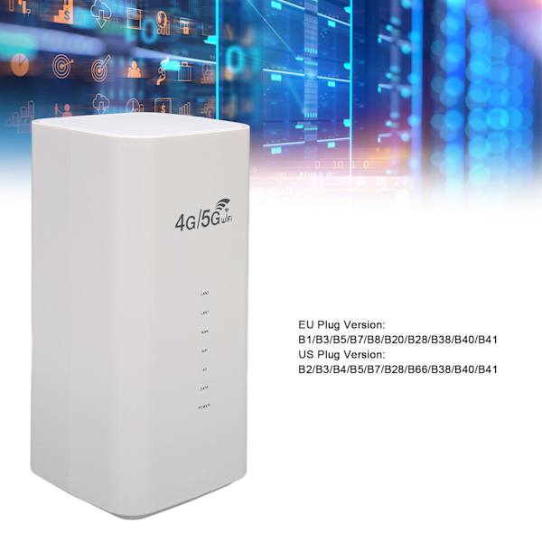 4G LTE -reititin SIM-korttipaikalla, 4 antennia, jopa 32 käyttäjää, langaton WiFi CPE WiFi -reititin toimistoon, 100-240 V, valkoinen
