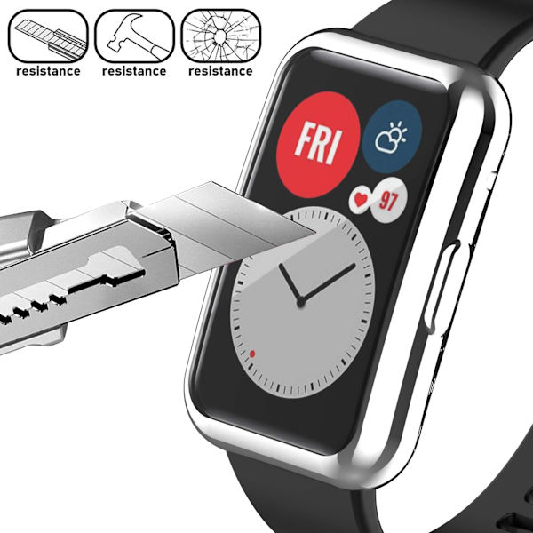 Fodral Kompatibelt med HUAWEI Watch FIT Full Cover Fodral Skärmskydd Mjuk TPU Reptålig All Around Skyddsfodral