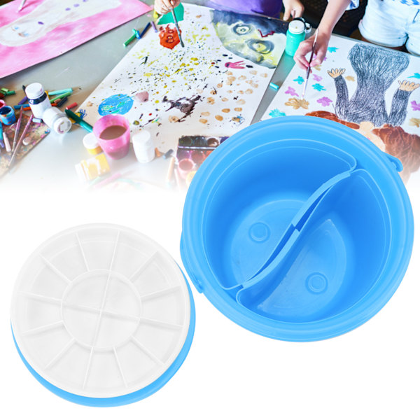 Multifunktion Maling Pensel Tub Plast 2 Rum Skovl med Paletter til Farveblanding (YJ004 Blå)
