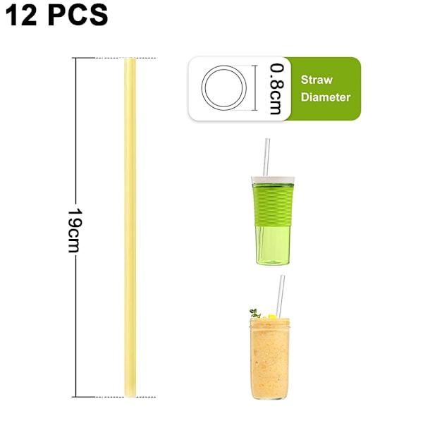Uudelleenkäytettävät lasipillit, kirkkaat lasijuomipillit - täydelliset smoothieihin, milkshakeihin, teehen, mehuun