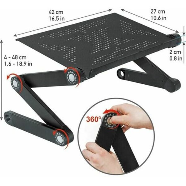 Fällbart laptopbord för säng - Stativ för surfplatta och laptop - Designat läsbord för säng, stol och soffa - Justerbart, mångsidigt, ergonomiskt - Lätt