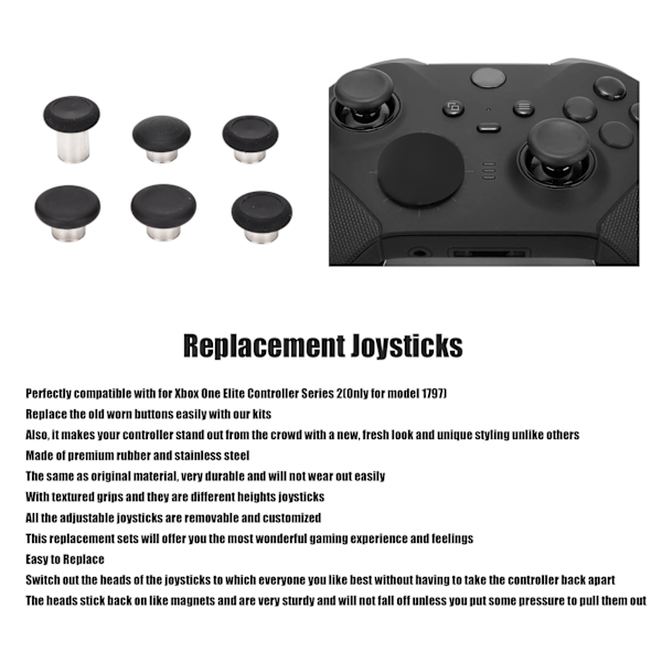 6 st metallersättningsjoysticks greppbyte joysticks för Xbox One Elite Series 2