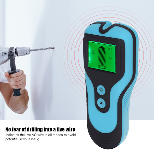3 i 1 Vegg-skanner Finder Multifunksjonell Bærbar LCD Digital Vegg Metall Tre Studs Detektor Blå