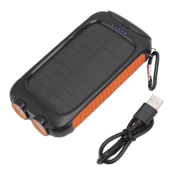 IP65 Vattentät Laddare, USB C Snabbladdning, Portabel Solcellsladdare 20000mAh med Högkapacitets Externt Batteri, Dubbel LED-Ficklampa för
