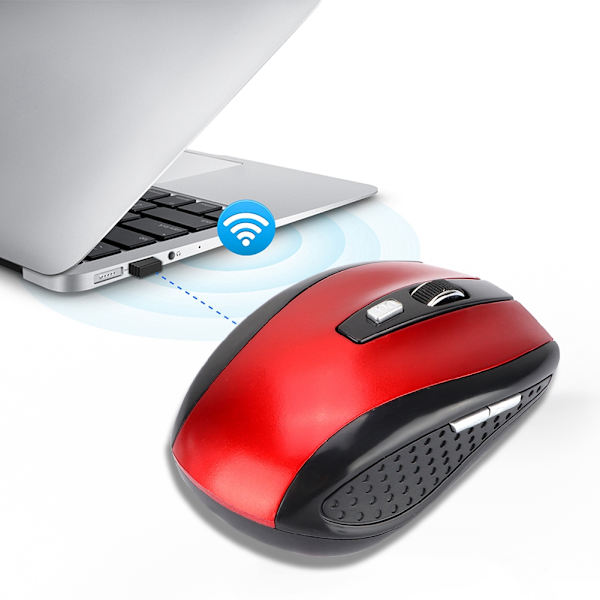 6D Ultra tynd 2.4G 1200DPI USB trådløs mus ergonomisk optisk positioneringsmus til bærbar computer rød