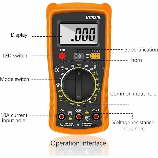 Digital multimeter, överbelastningsskydd med hög precision för AC DC spänningstestning, inbyggt stöd för handsfree-användning i laboratorier och fabriker