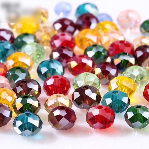 24 Blandade Färger Kristallglas Pärlor, 1200st för Smyckestillverkningsset, Fasetterad Rondellform, Bicone Fasetterad, Glänsande Livfulla Färger, AB Färgpläterad