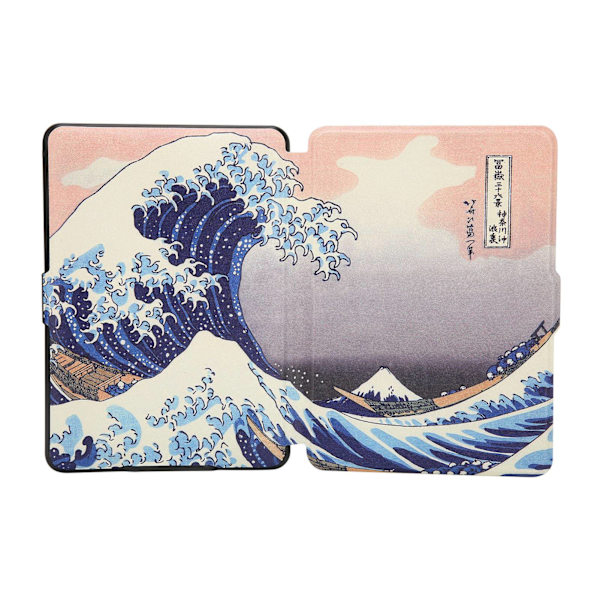 E-boksläsare Skydd Målad PU Läderfodral för Kindle Paperwhite123 E-läsare (Kanagawa Surfing)