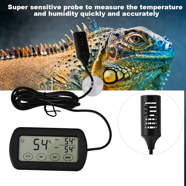 LCD-skærm æg inkubator krybdyr tank digitalt termometer hygrometer